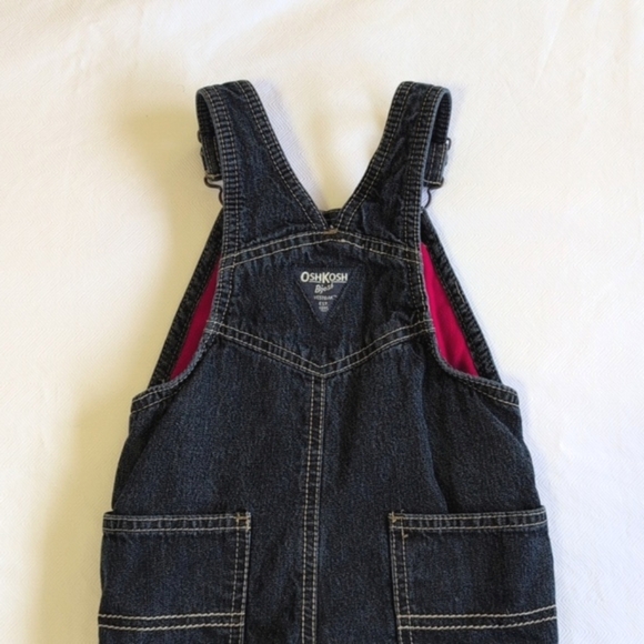 oshkosh b'gosh fleece lined dark wash denim vestbak overalls 18 months baby boy - Picture 8 of 8